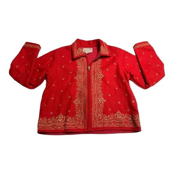 Vintage New Direction Red and Gold embroidered Blazer size S made in India - Picture 5 of 9